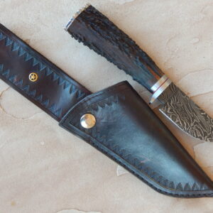 Stag Antler Damascus Hunter